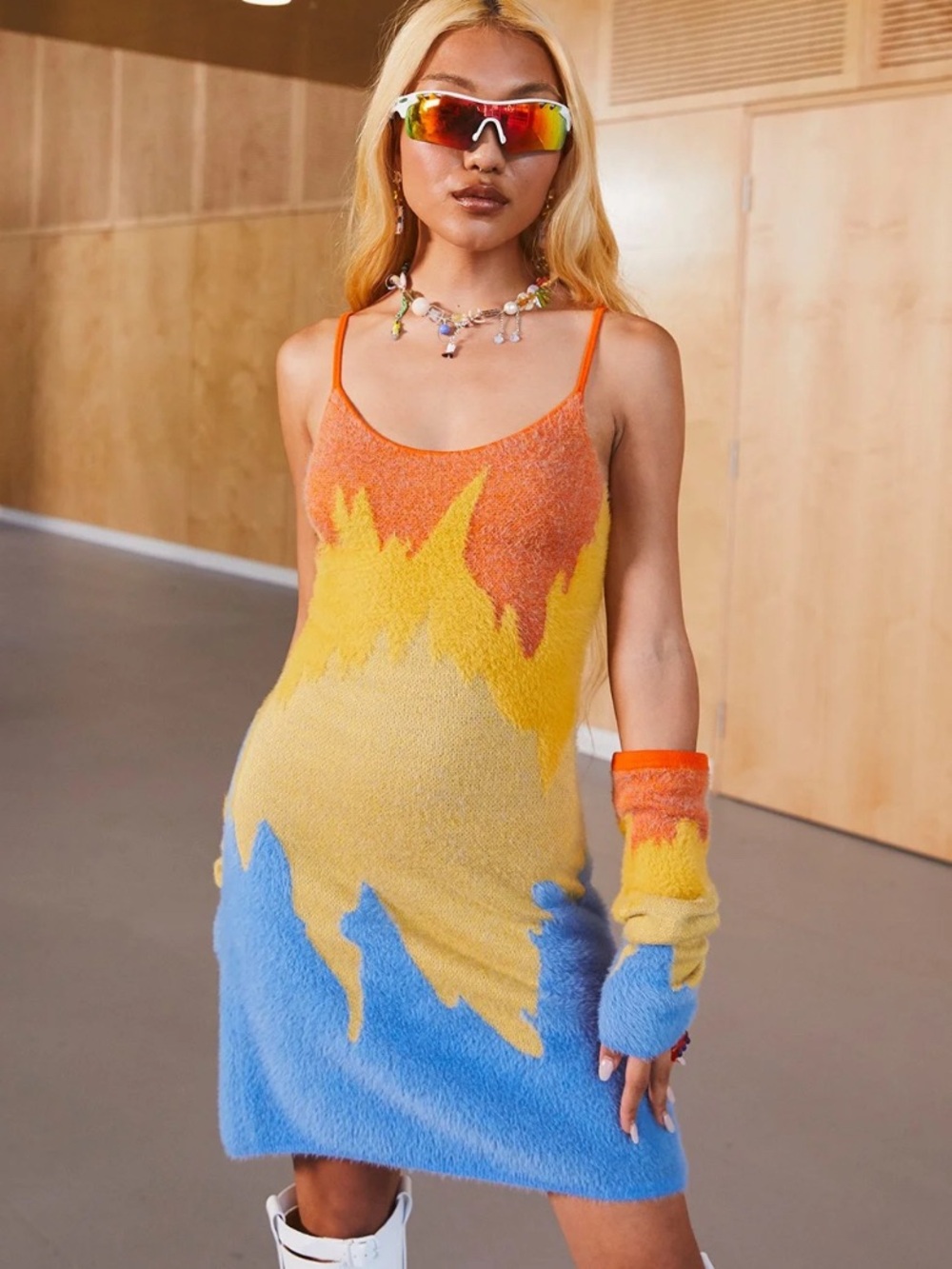 House of Sunny Eternal Flame Hockney Knit Slip Dress